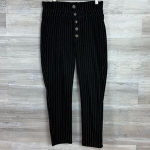 Free People Black Pinstripe Trousers